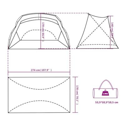 VidaXL Strandtent 274x178x170/148 cm 185t polyester zeegroen VidaXL Strandtent 274x178x170/148 cm 185t polyester zeegroen