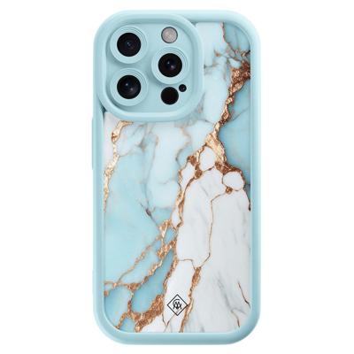 iPhone 15 Pro blauwe case - Marmer lichtblauw iPhone 15 Pro blauwe case - Marmer lichtblauw