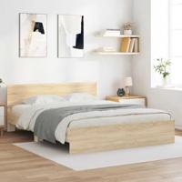 Bedframe met hoofdeinde sonoma eikenkleurig 140x200 cm - thumbnail