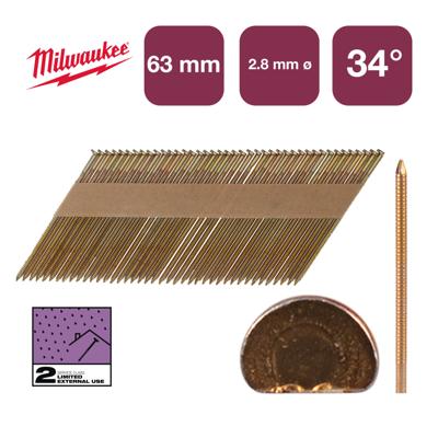 Milwaukee Accessoires nagels d-kop 34° 63x2,8mm/rs/g/sc2 | 2.200 stuks - 4932492607