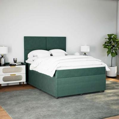 Boxspring met matras fluweel donkergroen 140x200 cm