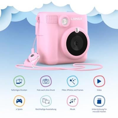 Lamax InstaKid1 Polaroidcamera 8 Mpix Pink Geïntegreerde accu, Met ingebouwde flitser, Full-HD video-opname, Spatwaterdicht Lamax InstaKid1 Polaroidcamera 8 Mpix Pink Geïntegreerde accu, Met ingebouwde flitser, Full-HD video-opname, Spatwaterdicht