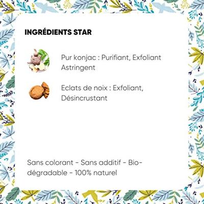 Lady Green Konjac gezichtsspons crushed walnut 1 Stuks