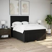 Boxspring met matras stof zwart 160x200 cm - thumbnail