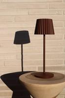 Lucide JUSTINE - Oplaadbare Tafellamp Binnen/Buiten - Accu/Batterij - LED Dimb. - 1x2W 2700K - IP54 - Met draadloos oplaadstation - Roest bruin - thumbnail