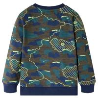 Kindershirt met print 116 gemleerd donkerkakikleurig - thumbnail