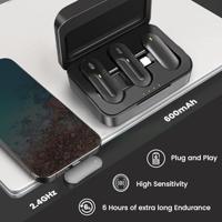 Technaxx TX-301 Draadloze microfoonset Dasspeld Zendmethode:Radiografisch Draadloos 2.4 GHz, USB-C Radiografisch Grijs - thumbnail