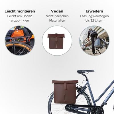 Basil tas city dubbel mik vegan leather | roasted brown