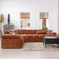 WOOOD Hoekbank 'Mojo' Links, Geweven Rib, kleur Roestbruin - thumbnail