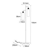 QAZQA Moderne vloerlamp zwart met smoke glas 2-lichts - Stavelot - thumbnail