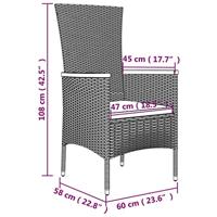 Tuinstoelen 2 st met kussens poly rattan zwart - thumbnail