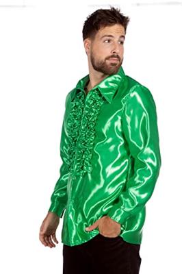 Ruchesblouse satijn groen Kevin