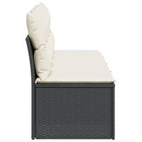 Tuinbank 4-zits met kussens poly rattan zwart - thumbnail