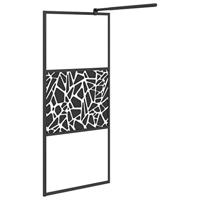 Inloopdouchewand met stenenmotief 90x195 cm ESG-glas zwart - thumbnail