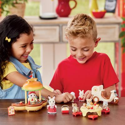 Cateringspel - SYLVANIAN FAMILIES - Hamburgerkraam - Papa Latte Kat en Scooter - thumbnail