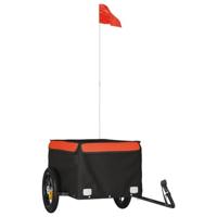 VidaXL Fietstrailer 30 kg ijzer zwart en oranje - thumbnail