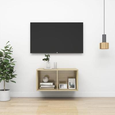 Tv-wandmeubel 37x37x72 cm bewerkt hout sonoma eikenkleurig Tv-wandmeubel 37x37x72 cm bewerkt hout sonoma eikenkleurig