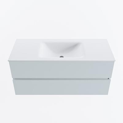 MONDIAZ VICA 110cm badmeubel onderkast Clay 2 lades. Wastafel CLOUD midden 1 kraangat, kleur Talc.