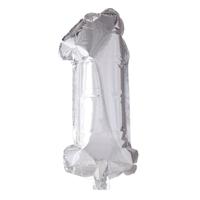 Globos Folie ballon nummer '1' zilver 40cm - thumbnail