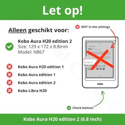 Lunso Kobo Aura H20 Edition 2 hoes (6.8 inch) - sleepcover - Rose Goud