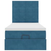 Ottoman bed met matrassen 90x200cm fluweel donkerblauw - thumbnail