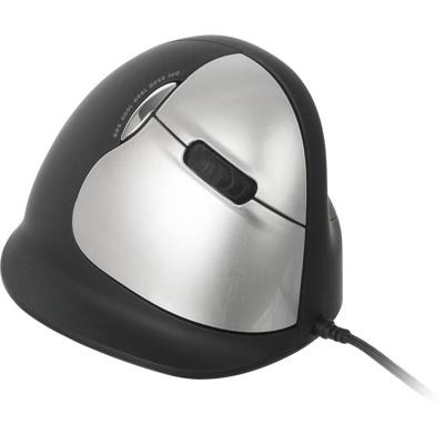R-GO Tools RGOHELA Ergonomische muis USB Maat: L Optisch Zwart, Zilver 4 Toetsen 3500 dpi Ergonomisch