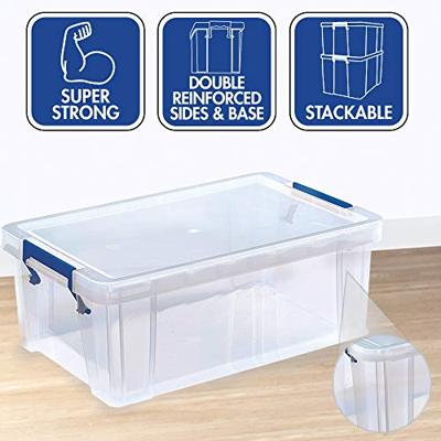 Bankers Box opbergdoos 10 liter, transparant met blauwe handvaten, per stuk verpakt in karton