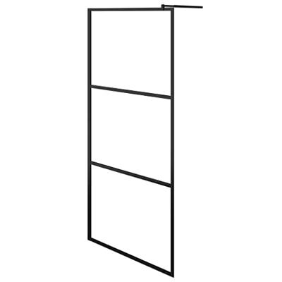 VidaXL Inloopdouchewand transparant 80x195 cm esg-glas zwart