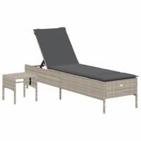 3-delige Ligbeddenset met kussens poly rattan lichtgrijs - thumbnail