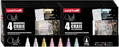 Uni-ball krijtmarker, display van 10 dozen van 4 krijtmarkers en 1 raamposter