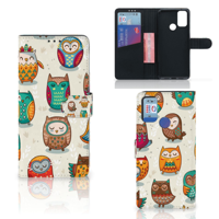 Alcatel 1S (2021) | Telefoonhoesje | Met pasjeshouder | Vrolijke Uilen - thumbnail