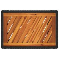 Tuinbijzettafel met houten blad 60x40x75 cm poly rattan zwart - thumbnail
