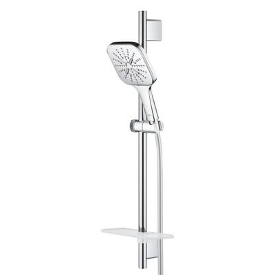 GROHE Rainshower Smartactive 130 Cube Glijstangset - 60cm - vierkante handdouche - 3 straalsoorten - gladde doucheslang - met zeepschaal - chroom 26584000