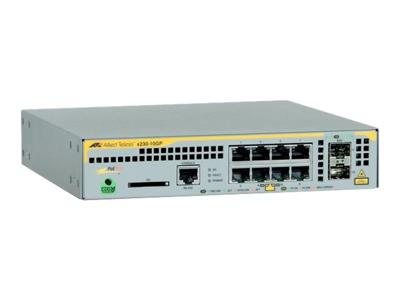 AT-x230-10GP-50 | 8 x 10/100/1000T PoE, 2 x 100/1000X SFP, single fixed PSU