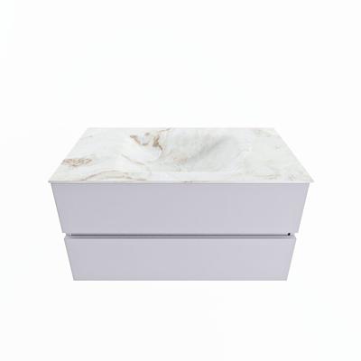 MONDIAZ VICA-DLUX 90cm badmeubel onderkast Cale 2 lades. Inbouw wastafel CLOUD midden 1 kraangat, kleur Frappe.
