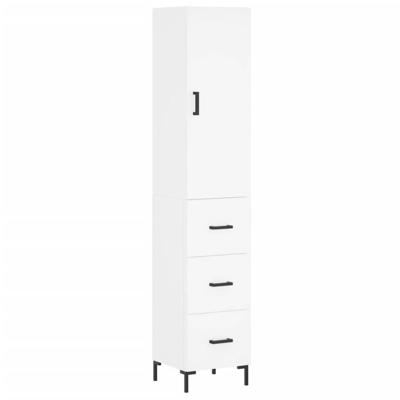 Hoge kast 34,5x34x180 cm bewerkt hout wit