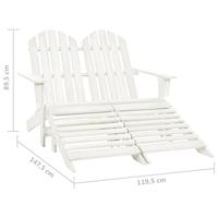 Tuinstoel 2-zits Adirondack met voetenbank vurenhout wit - thumbnail