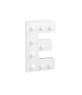Letter E met licht hoogte 17 cm breedte 10 cm Letter E met licht hoogte 17 cm breedte 10 cm