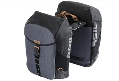 Basil Dubbele fietstas miles mik 34 liter 13 x 26 x 35 cm - zwart/grijs