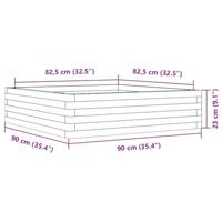 Plantenbak 90x90x23 cm massief grenenhout wit - thumbnail