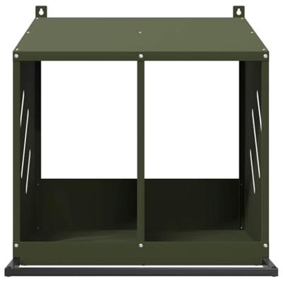 Kippennestkastje met 2 vakken olijfgroen metaal