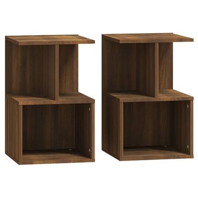 Nachtkastjes 2 st 35x35x55 cm bewerkt hout bruin eikenkleur