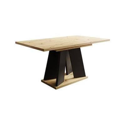 Meubella Eetkamertafel Matrix - Eiken - Zwart - 160 cm - Uitschuifbaar