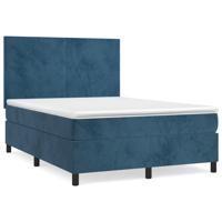Boxspring met matras fluweel donkerblauw 140x200 cm - thumbnail