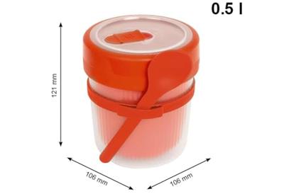 Rotho Memory Thermosbeker + Lepel 0.5L Rood