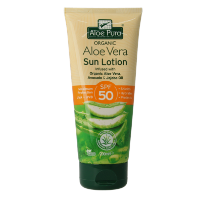 Optima Aloe pura organic aloe vera zonnelotion SPF50 200 Milliliter Optima Aloe pura organic aloe vera zonnelotion SPF50 200 Milliliter