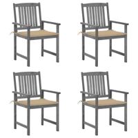 Tuinstoelen 4 st met kussens massief acaciahout grijs - thumbnail