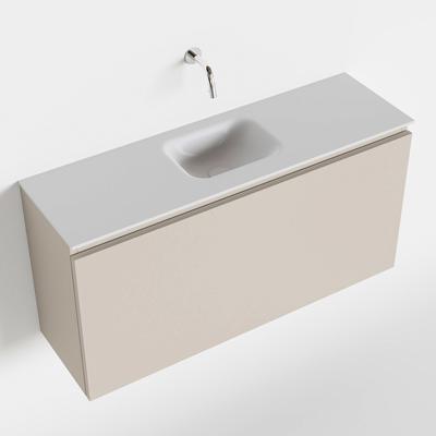 MONDIAZ OLAN 100cm toiletmeubel linen. LEX wastafel talc midden geen kraangat MONDIAZ OLAN 100cm toiletmeubel linen. LEX wastafel talc midden geen kraangat