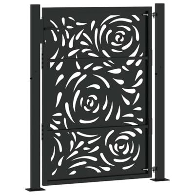 Poort met vlamontwerp 100x125 cm staal zwart