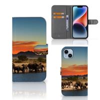 iPhone 15 Plus | Telefoonhoesje | Met pasjeshouder | Olifanten - thumbnail